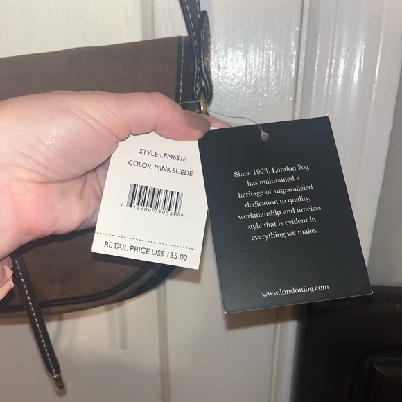 NWT LONDON FOG Mink Suede Crossbody bag - Picture 4 of 5
